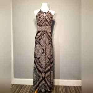 Black, Brown, and White S/M Maxi Dress